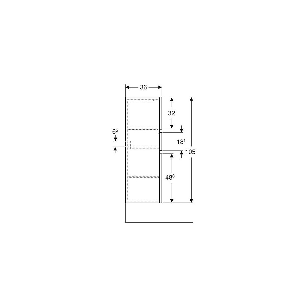Geberit Renova Plan Mittelhochschrank mit 2 Türen, 1 Schublade, 39x105x36cm, Nussbau... GEBERIT-501922001 4025410905499 (Abb. 6)