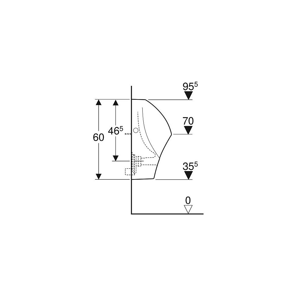 Geberit Renova Urinal trigonal, Zulauf von oben, Abgang nach hinten/unten T 30cm, Ab... GEBERIT-501675001 4025410871183 (Abb. 6)