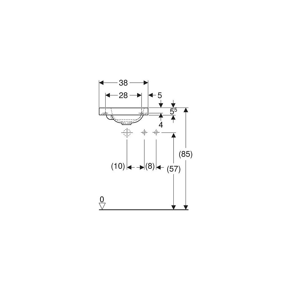 Geberit iCon Light Handwaschbecken 38x13x28cm, Weiß, KeraTect, Hahnloch links, ohne ... GEBERIT-501831002 4025410894465 (Abb. 5)