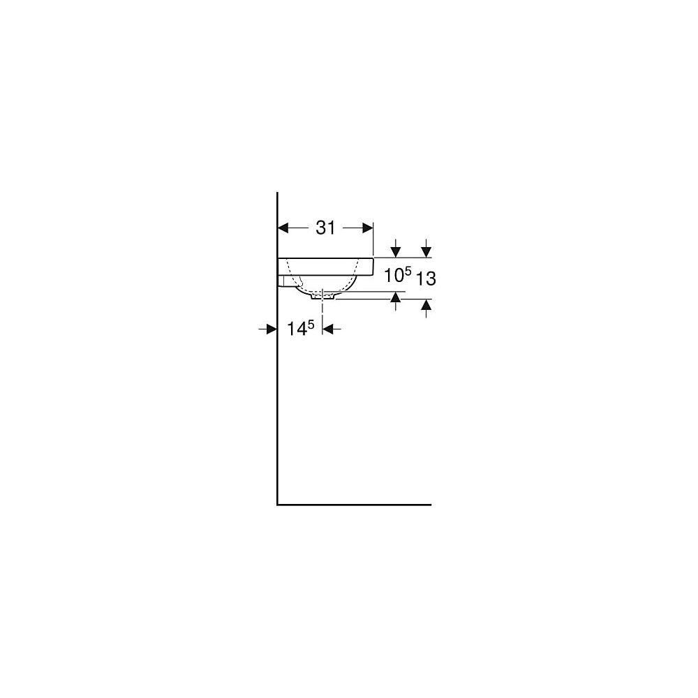 Geberit iCon Light Handwaschbecken mit Ablagefläche 53x13x31cm, Weiß, ohne Hahnloch,... GEBERIT-501833003 4025410894557 (Abb. 6)