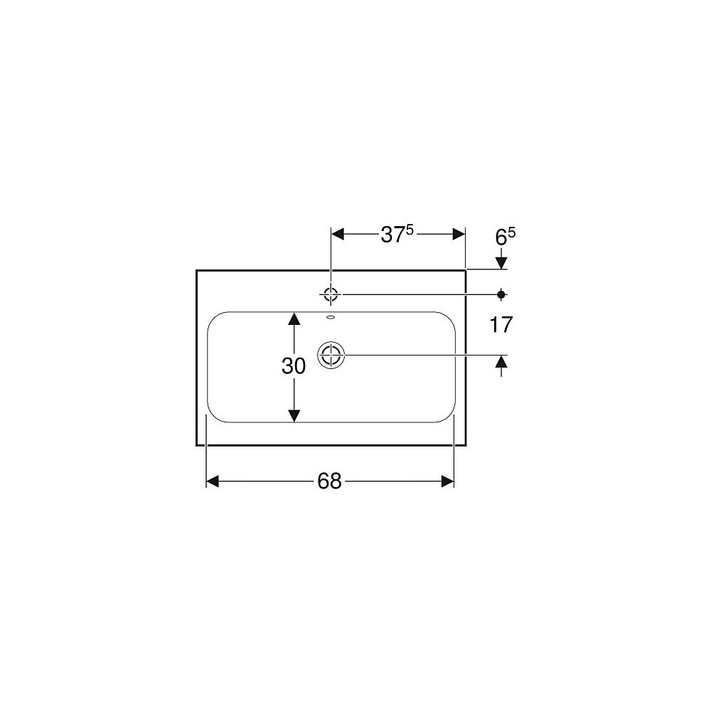 Geberit iCon Light Waschtisch, Breite 75cm, Tiefe 48cm, Hahnloch mittig, Überlauf si... GEBERIT-501835002 4025410894663 (Abb. 4)