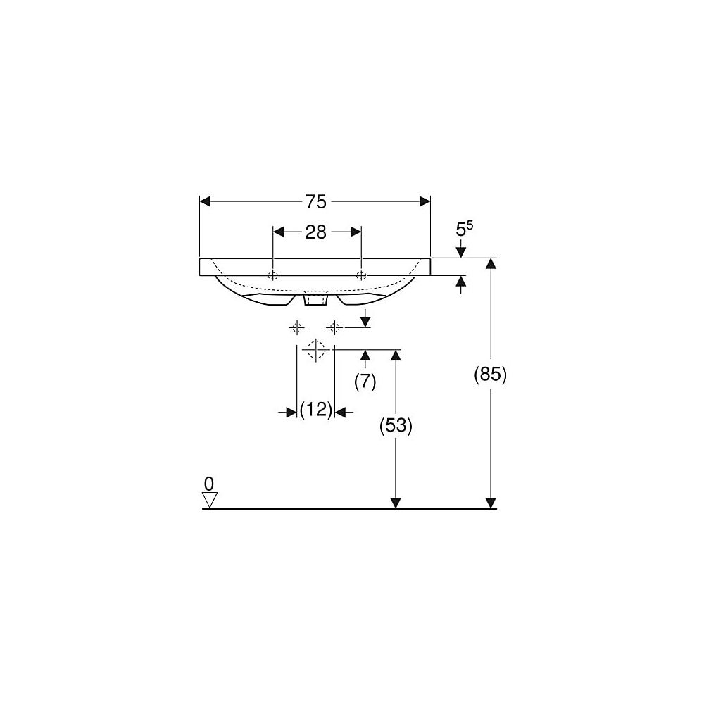 Geberit iCon Light Waschtisch, Breite 75cm, Tiefe 48cm, Hahnloch mittig, ohne Überla... GEBERIT-501835005 4025410894694 (Abb. 5)