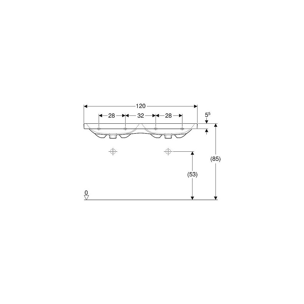Geberit iCon Light Doppelwaschtisch, Breite 120cm, Tiefe 48cm, ohne Hahnloch, Überla... GEBERIT-501838003 4025410894915 (Abb. 5)