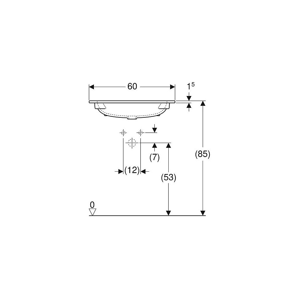 Geberit iCon Möbelwaschtisch, Breite 60cm, Tiefe 48cm, Hahnloch mittig, ohne Überlau... GEBERIT-501843001 4025410895295 (Abb. 5)
