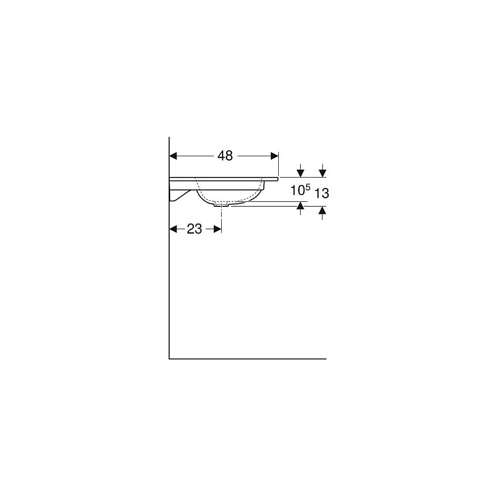 Geberit iCon Möbelwaschtisch, Breite 60cm, Tiefe 48cm, Hahnloch mittig, ohne Überlau... GEBERIT-501843001 4025410895295 (Abb. 6)