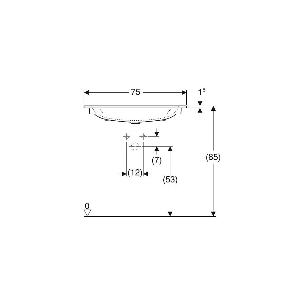 Geberit iCon Möbelwaschtisch, Breite 75cm, Tiefe 48cm, Hahnloch mittig, ohne Überlau... GEBERIT-501844002 4025410895349 (Abb. 5)