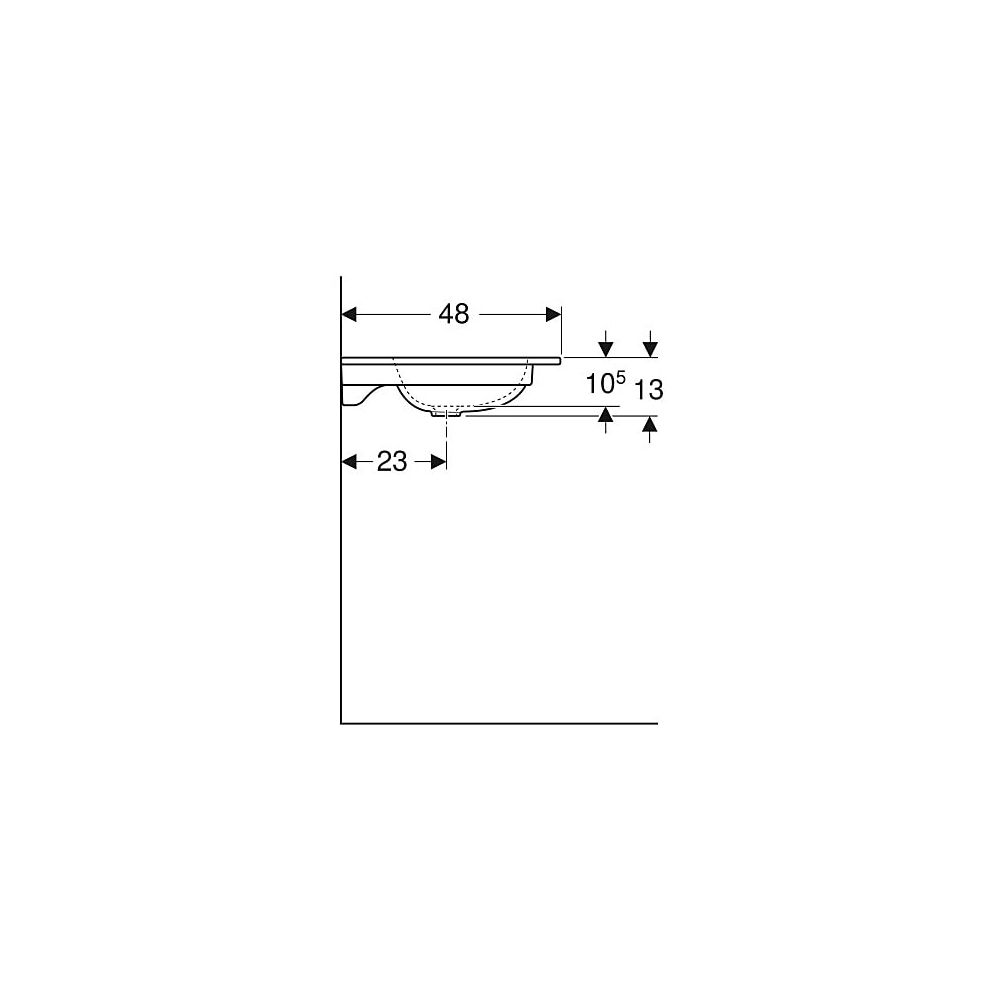 Geberit iCon Möbelwaschtisch, Breite 75cm, Tiefe 48cm, Hahnloch mittig, ohne Überlau... GEBERIT-501844002 4025410895349 (Abb. 6)