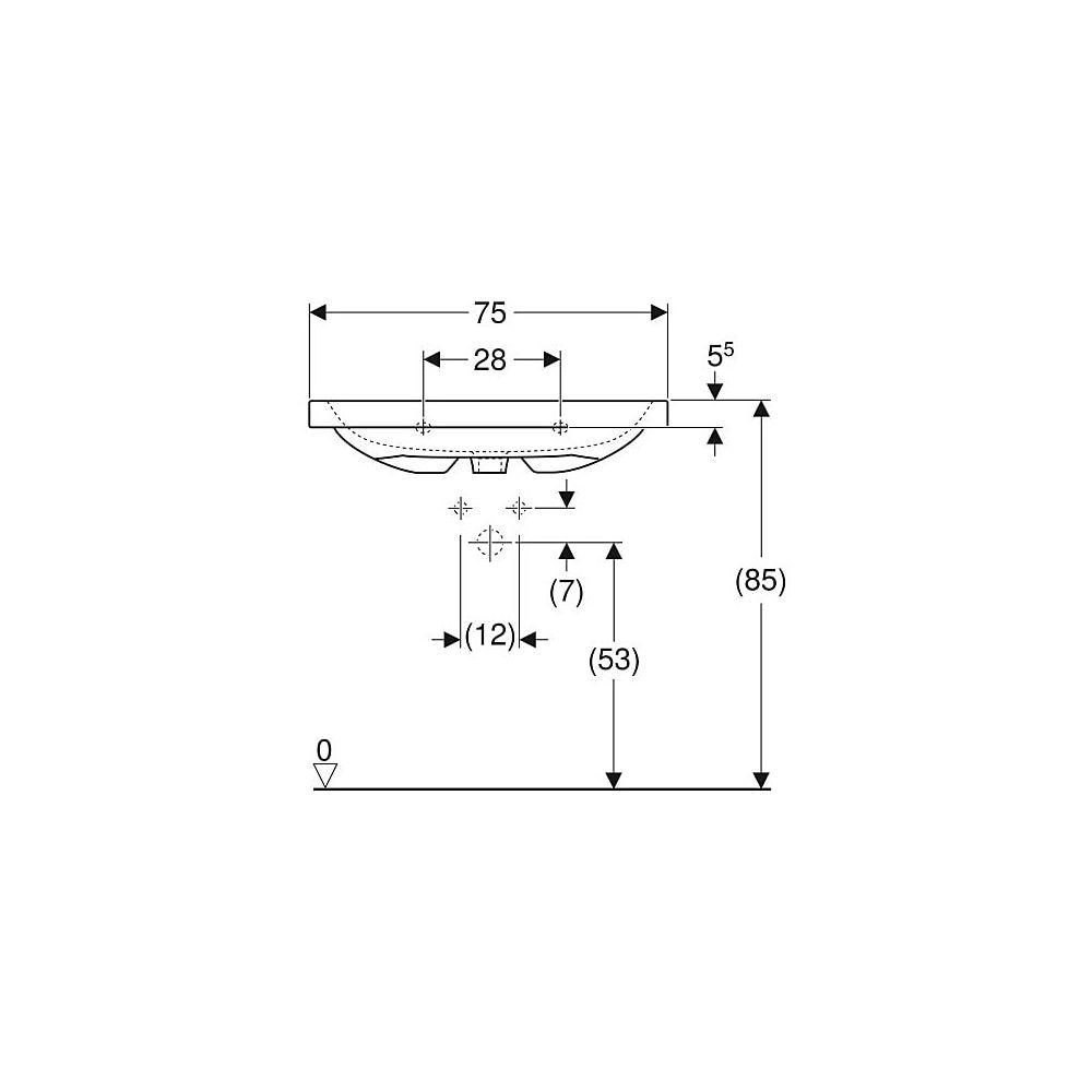 Geberit iCon Light Aufsatzwaschtisch, Breite 75cm, Tiefe 48cm, Hahnloch mittig, Über... GEBERIT-501848002 4025410895547 (Abb. 5)