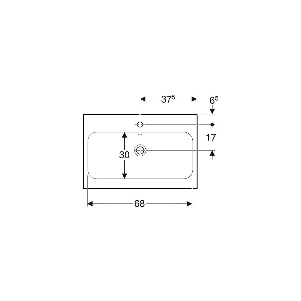 Geberit iCon Light Aufsatzwaschtisch, Breite 75cm, Tiefe 48cm, Hahnloch mittig, Über... GEBERIT-501848002 4025410895547 (Abb. 4)