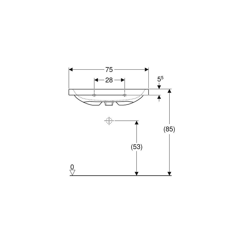 Geberit iCon Light Aufsatzwaschtisch, Breite 75cm, Tiefe 48cm, ohne Hahnloch, Überla... GEBERIT-501848004 4025410895561 (Abb. 5)