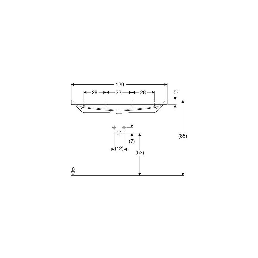 Geberit Acanto Waschtisch, Breite 120cm, Tiefe 48,2cm, Hahnloch links, rechts, ohne ... GEBERIT-501880005 4025410895653 (Abb. 5)