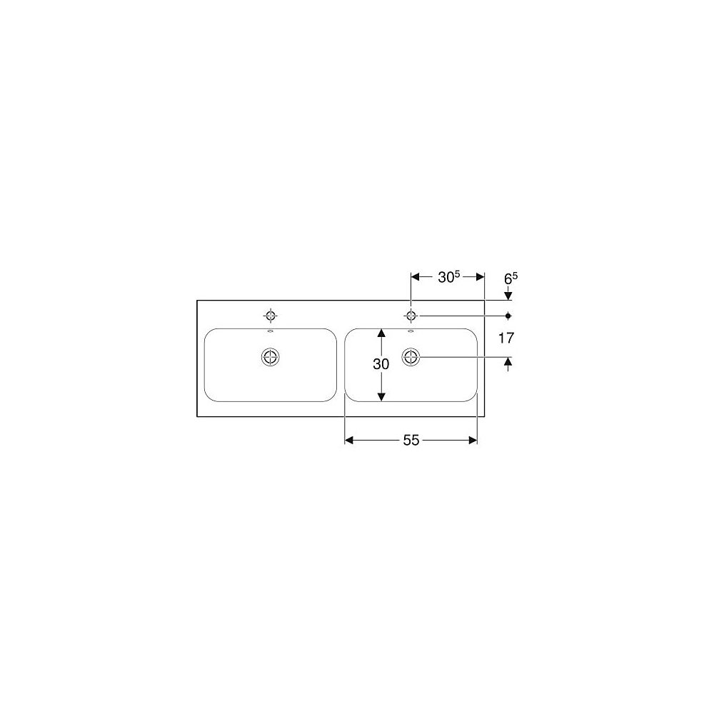 Geberit iCon Light Doppelwaschtisch, Breite 120cm, Tiefe 48cm, Hahnloch mittig, Über... GEBERIT-501838001 4025410894892 (Abb. 4)