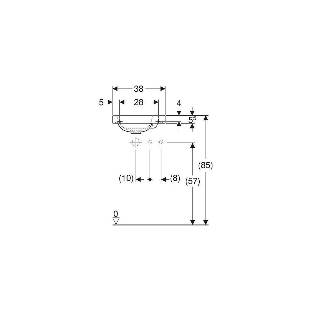 Geberit iCon Light Handwaschbecken 38x13x28cm, Weiß, Hahnloch rechts, ohne Überlauf,... GEBERIT-501830001 4025410894410 (Abb. 5)