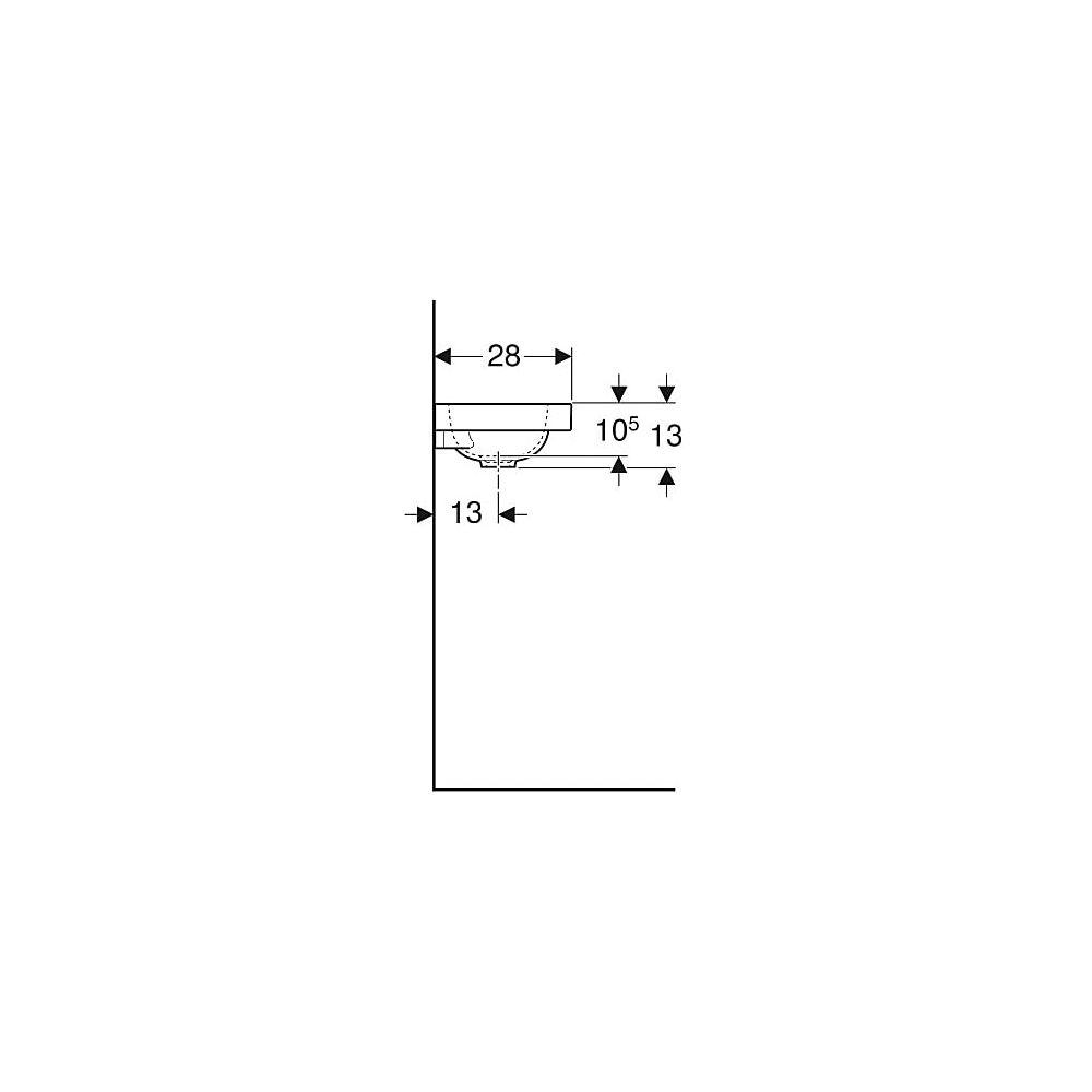Geberit iCon Light Handwaschbecken 38x13x28cm, Weiß, Hahnloch rechts, ohne Überlauf,... GEBERIT-501830001 4025410894410 (Abb. 6)