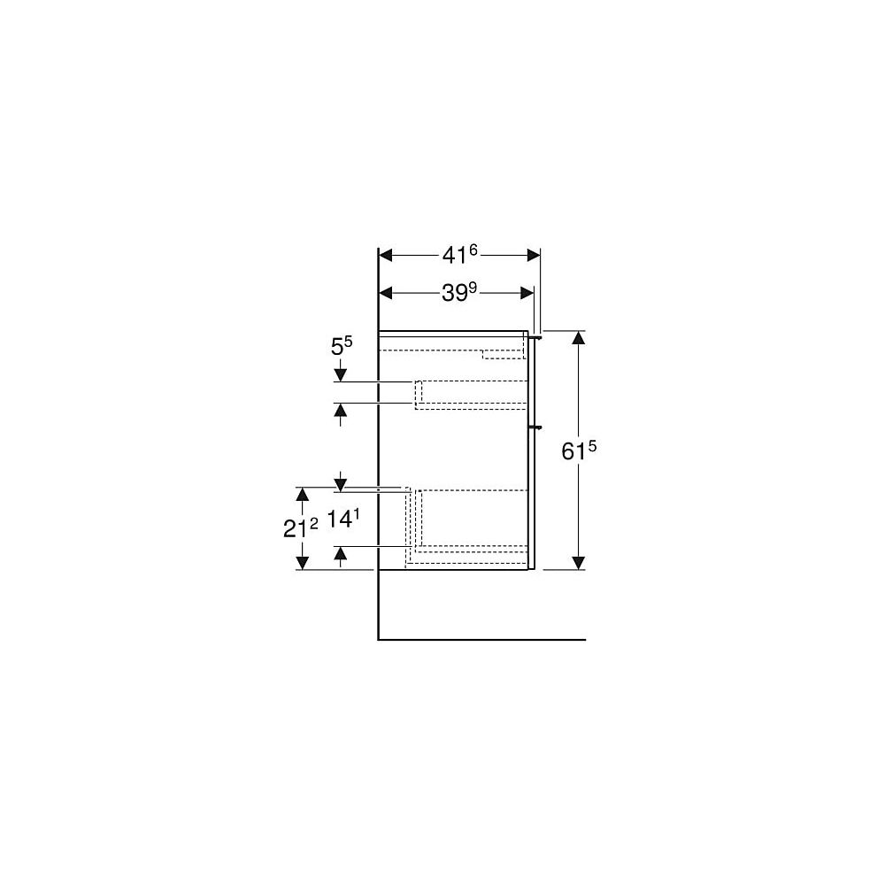 Geberit iCon Unterschrank für WT 2 Schubladen verkürzte Ausladung WT 75cm, Nussbaum ... GEBERIT-502308JR1 4025410942524 (Abb. 7)