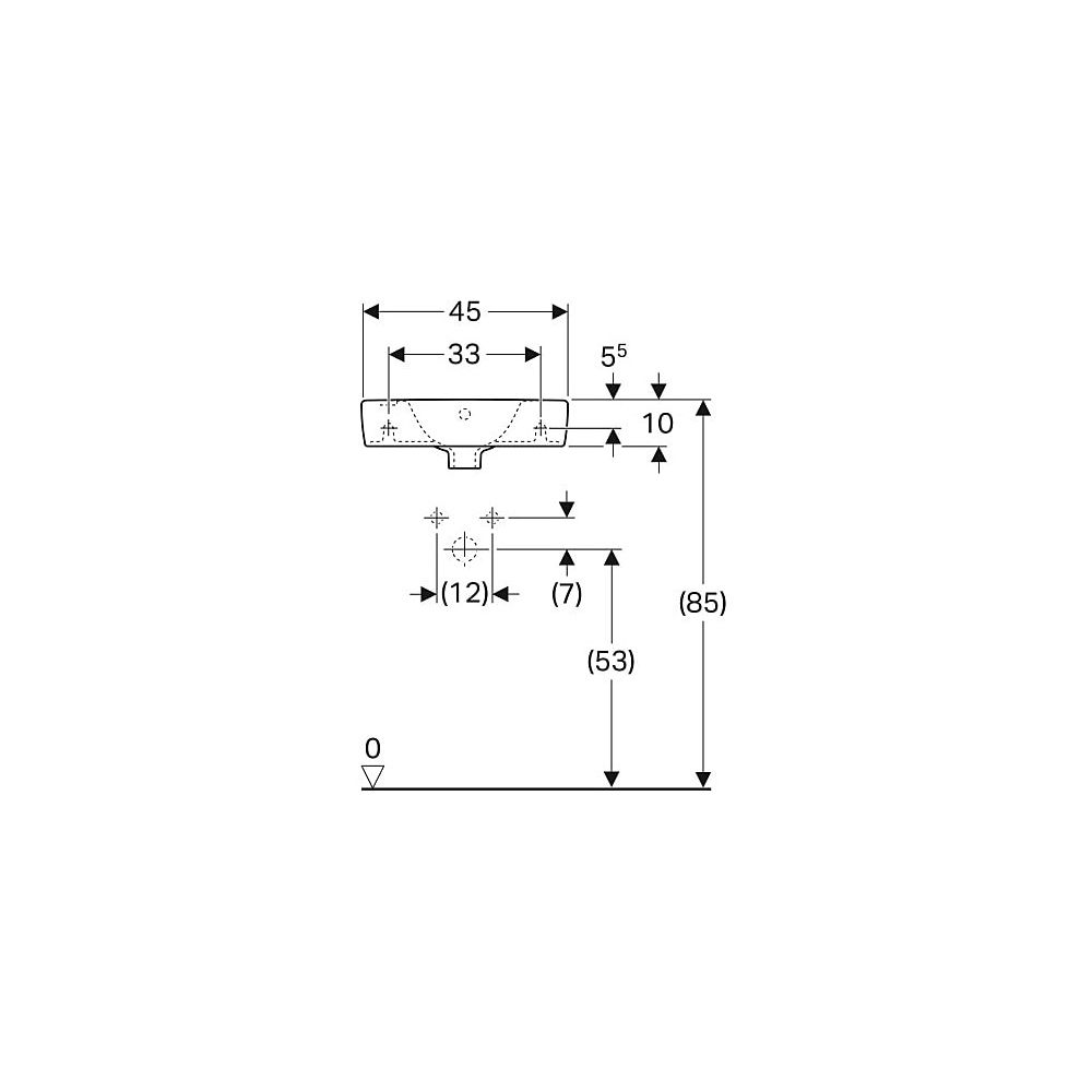 Geberit Renova Compact Handwaschbecken Ablagefl. re verk. Ausladung 45x145x25cm Hahn... GEBERIT-501731018 4025410870001 (Abb. 5)