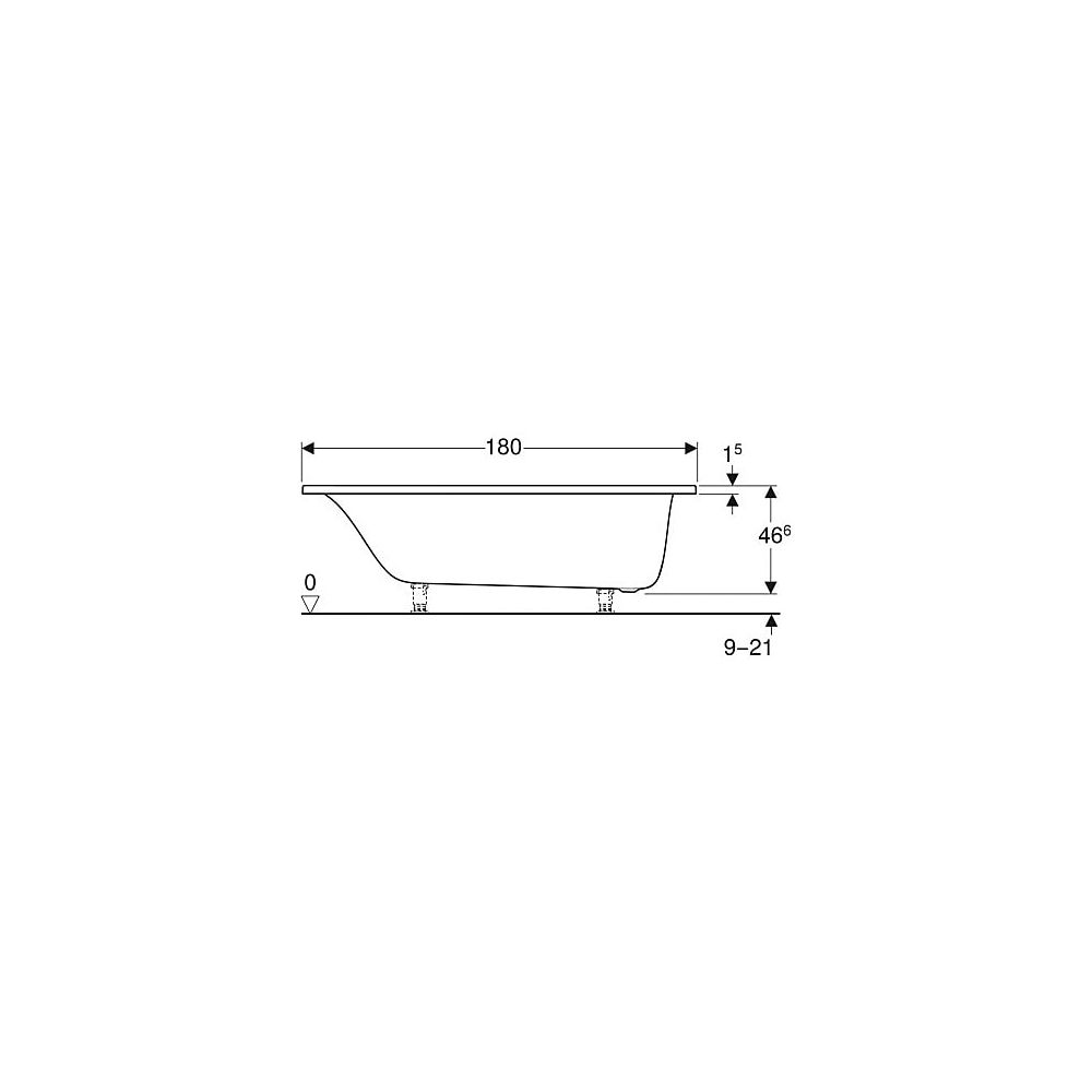 Geberit Tawa Rechteckbadewanne schmaler Rand 180x80cm, Gesamtvolumen 273l... GEBERIT-554132011 4025410872814 (Abb. 5)