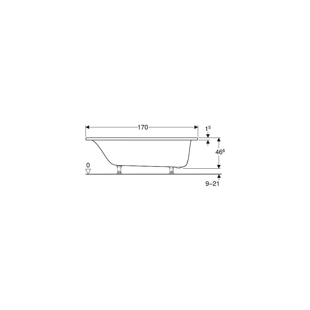 Geberit Tawa Rechteckbadewanne schmaler Rand 170x75cm, Gesamtvolumen 234l... GEBERIT-554131011 4025410872722 (Abb. 5)
