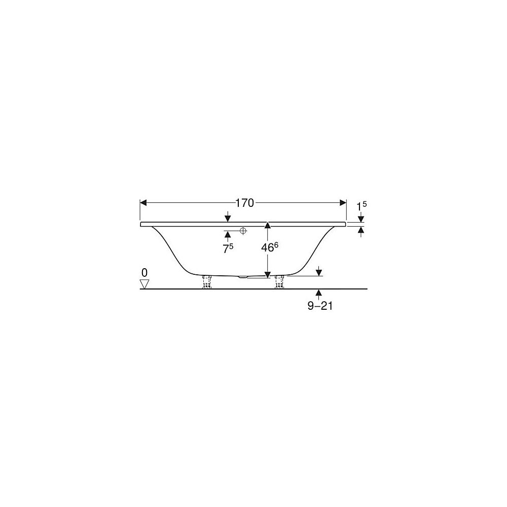 Geberit Tawa Rechteckbadewanne schmaler Rand, Duo 170x75cm, Gesamtvolumen 186l... GEBERIT-554133011 4025410872821 (Abb. 5)