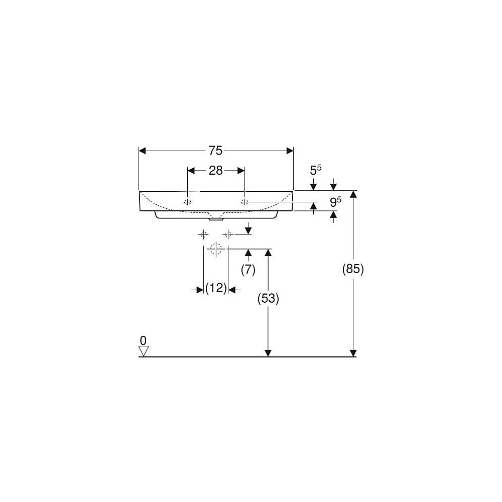 Geberit ONE Waschtisch Abgang vertikal, Breite 75cm, Tiefe 48cm, Hahnloch mittig, oh... GEBERIT-505020012 4025410953636 (Abb. 5)