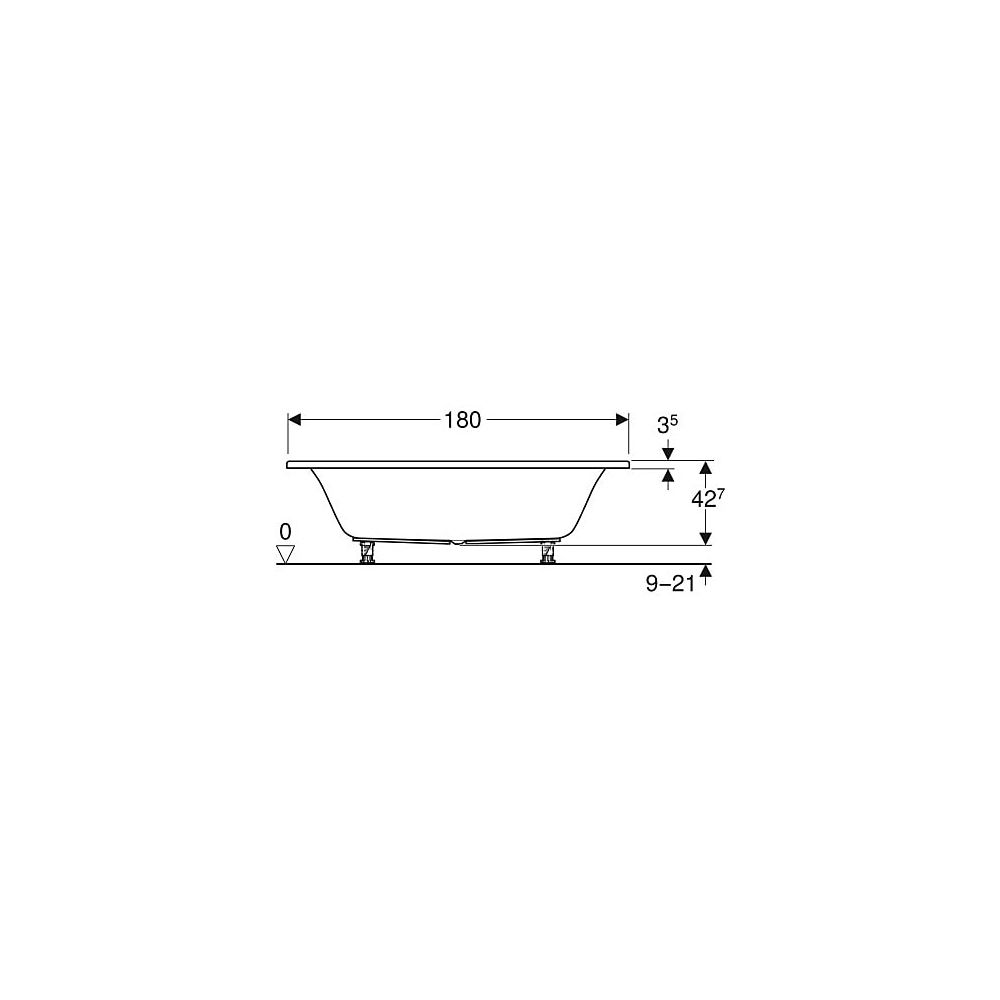Geberit Renova Rechteckbadewanne Duo 180x80cm, Gesamtvolumen 218l... GEBERIT-554209011 4025410949769 (Abb. 5)