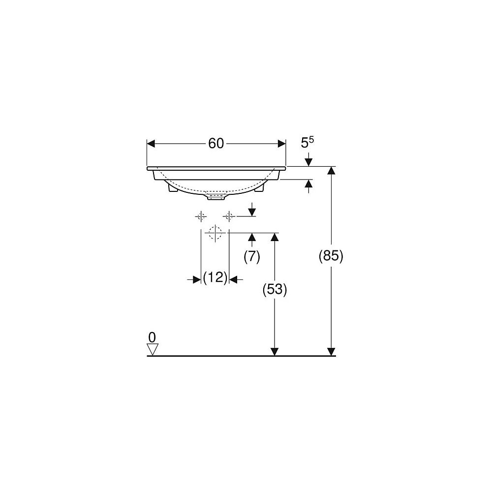 Geberit ONE Möbelwaschtisch Abgang vertikal, Breite 60cm, Tiefe 48cm, ohne Hahnloch,... GEBERIT-505011011 4025410953568 (Abb. 5)