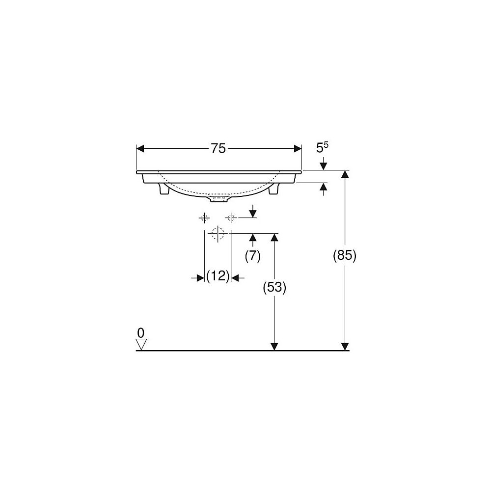 Geberit ONE Möbelwaschtisch Abgang vertikal, Breite 75cm, Tiefe 48cm, Hahnloch mitti... GEBERIT-505010012 4025410953520 (Abb. 4)