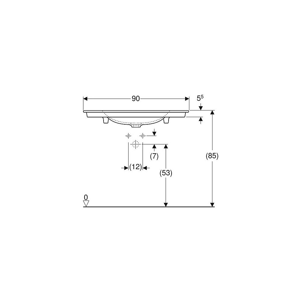 Geberit ONE Möbelwaschtisch Abgang vertikal, Breite 90cm, Tiefe 48cm, ohne Hahnloch,... GEBERIT-505011013 4025410953582 (Abb. 5)