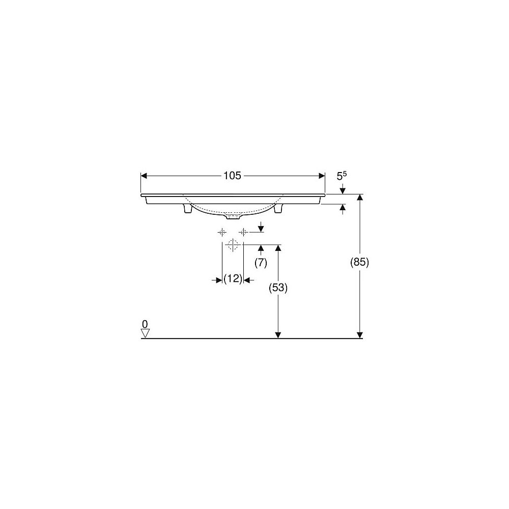 Geberit ONE Möbelwaschtisch Abgang vertikal, Breite 105cm, Tiefe 48cm, Hahnloch mitt... GEBERIT-505010014 4025410953544 (Abb. 5)
