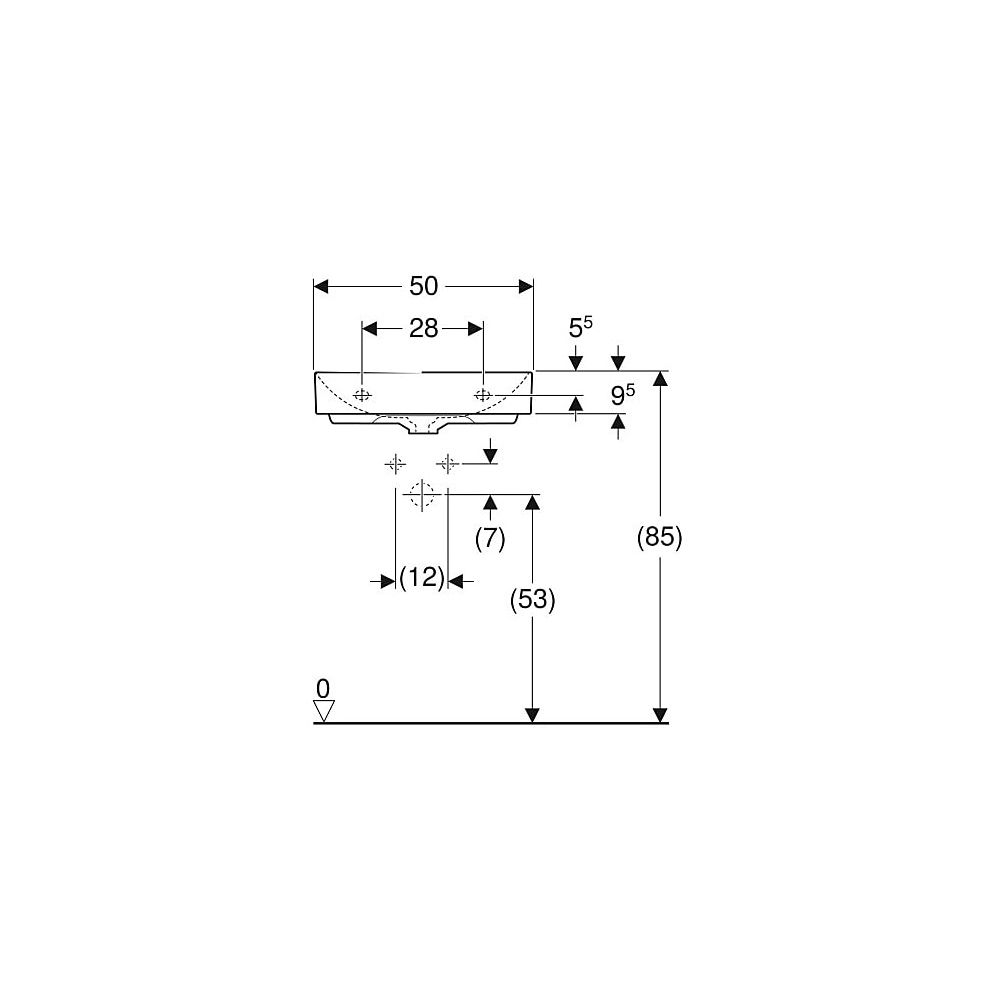 Geberit ONE Aufsatzwaschtisch rechteckig, Abgang vertikal, B 50cm, Tiefe 40cm, ohne ... GEBERIT-505031016 4025410953766 (Abb. 5)
