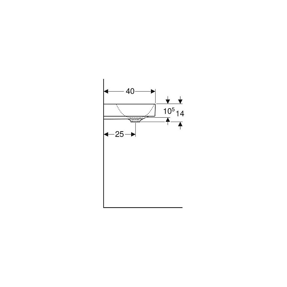 Geberit ONE Aufsatzwaschtisch rechteckig, Abgang vertikal, B 50cm, Tiefe 40cm, ohne ... GEBERIT-505031016 4025410953766 (Abb. 6)