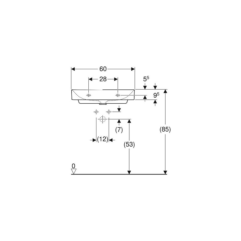 Geberit ONE Waschtisch Abgang vertikal, Breite 60cm, Tiefe 48cm, ohne Hahnloch, ohne... GEBERIT-505021011 4025410953681 (Abb. 5)