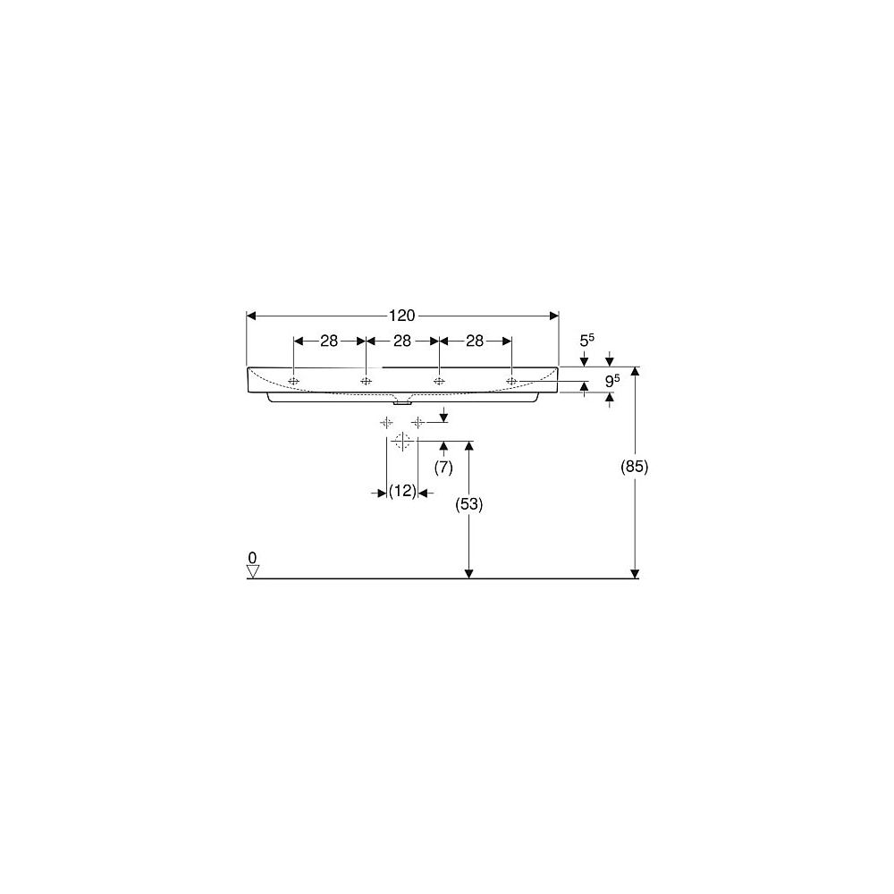Geberit ONE Waschtisch Abgang vertikal, Breite 120cm, Tiefe 48cm, ohne Hahnloch, ohn... GEBERIT-505021015 4025410953728 (Abb. 5)