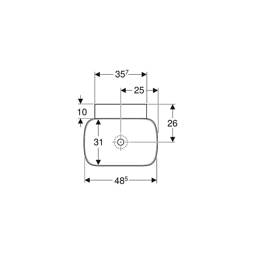 Geberit ONE Aufsatzwaschtisch Schalenform, Abgang vertikal, B 50cm T 42,5cm ohne Hah... GEBERIT-505040016 4025410953773 (Abb. 4)
