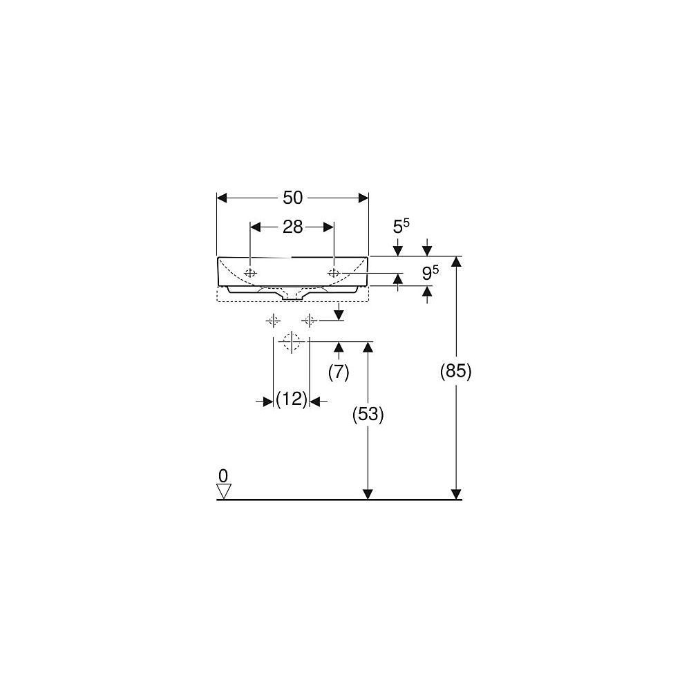 Geberit ONE Aufsatzwaschtisch rechteckig, Abgang vertikal, B 50cm T 40cm Hahnloch mi... GEBERIT-505030016 4025410953759 (Abb. 5)