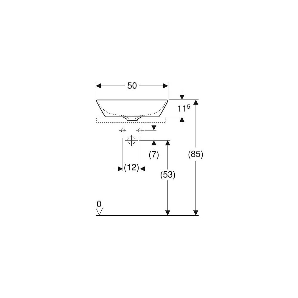 Geberit ONE Aufsatzwaschtisch Schalenform, Abgang vertikal, B 50cm T 42,5cm Hahnloch... GEBERIT-505041016 4025410953780 (Abb. 5)