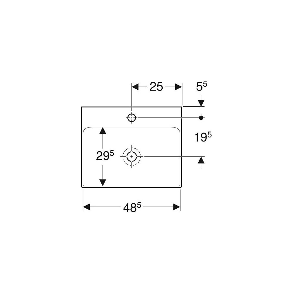 Geberit ONE Aufsatzwaschtisch rechteckig, Abgang vertikal, B 50cm T 40cm Hahnloch mi... GEBERIT-505030016 4025410953759 (Abb. 4)