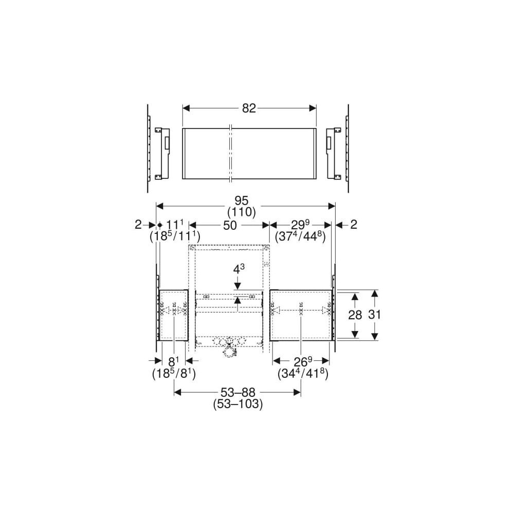 Geberit Duofix Montageplatte für Waschtisch mit Unterschrank, einer Auslaufarmatur e... GEBERIT-111055001 4025410949585 (Abb. 4)