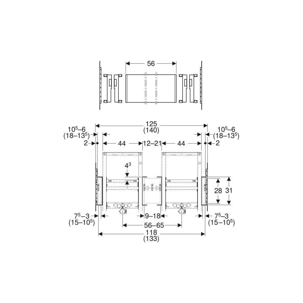 Geberit Duofix Montageplatte für Waschtisch mit Unterschrank, zwei Auslaufarmaturen,... GEBERIT-111056001 4025410948199 (Abb. 4)