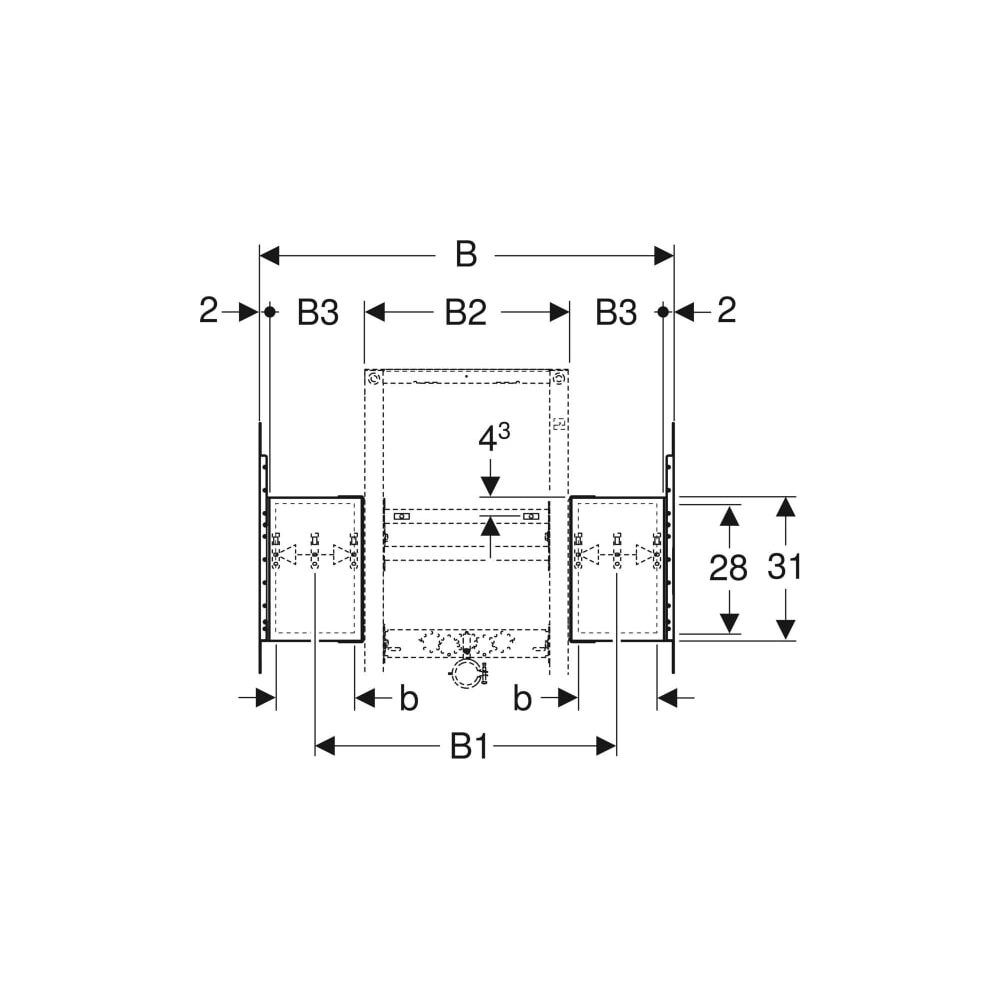 Geberit Duofix Montageplatte für Waschtisch, Nennbreite 90cm, für Trockenbau, mit Un... GEBERIT-111953001 4025410948373 (Abb. 4)