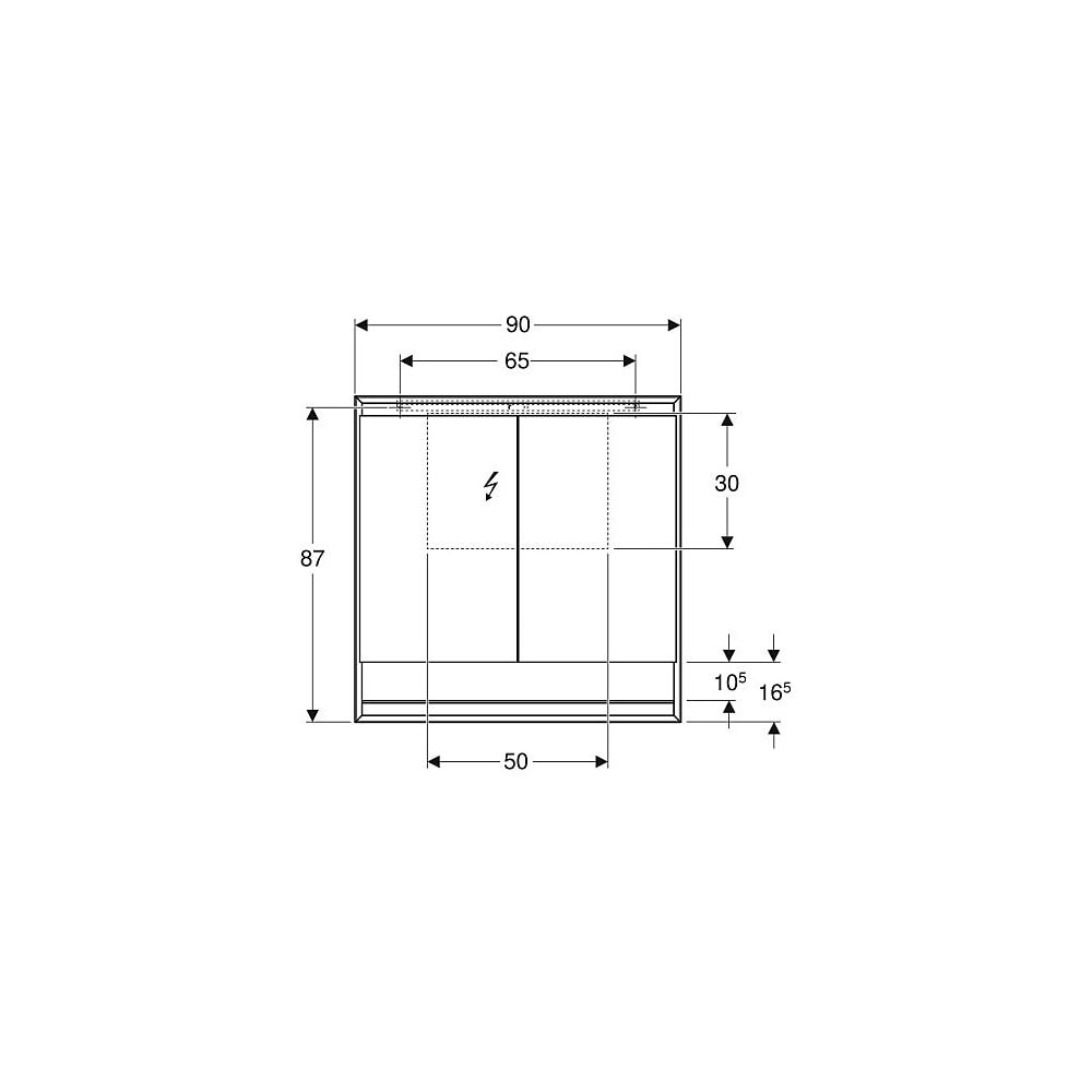 Geberit ONE Spiegelschrank mit Nische und ComfortLight, 2 Türen, AP-Montage, H 90cm ... GEBERIT-505833002 4025410935564 (Abb. 5)