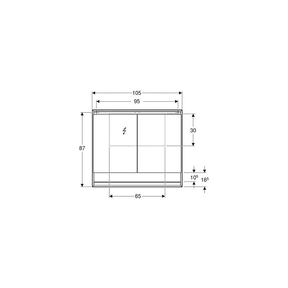 Geberit ONE Spiegelschrank mit Nische und ComfortLight, 2 Türen, AP-Montage, H 90cm ... GEBERIT-505834002 4025410935601 (Abb. 5)