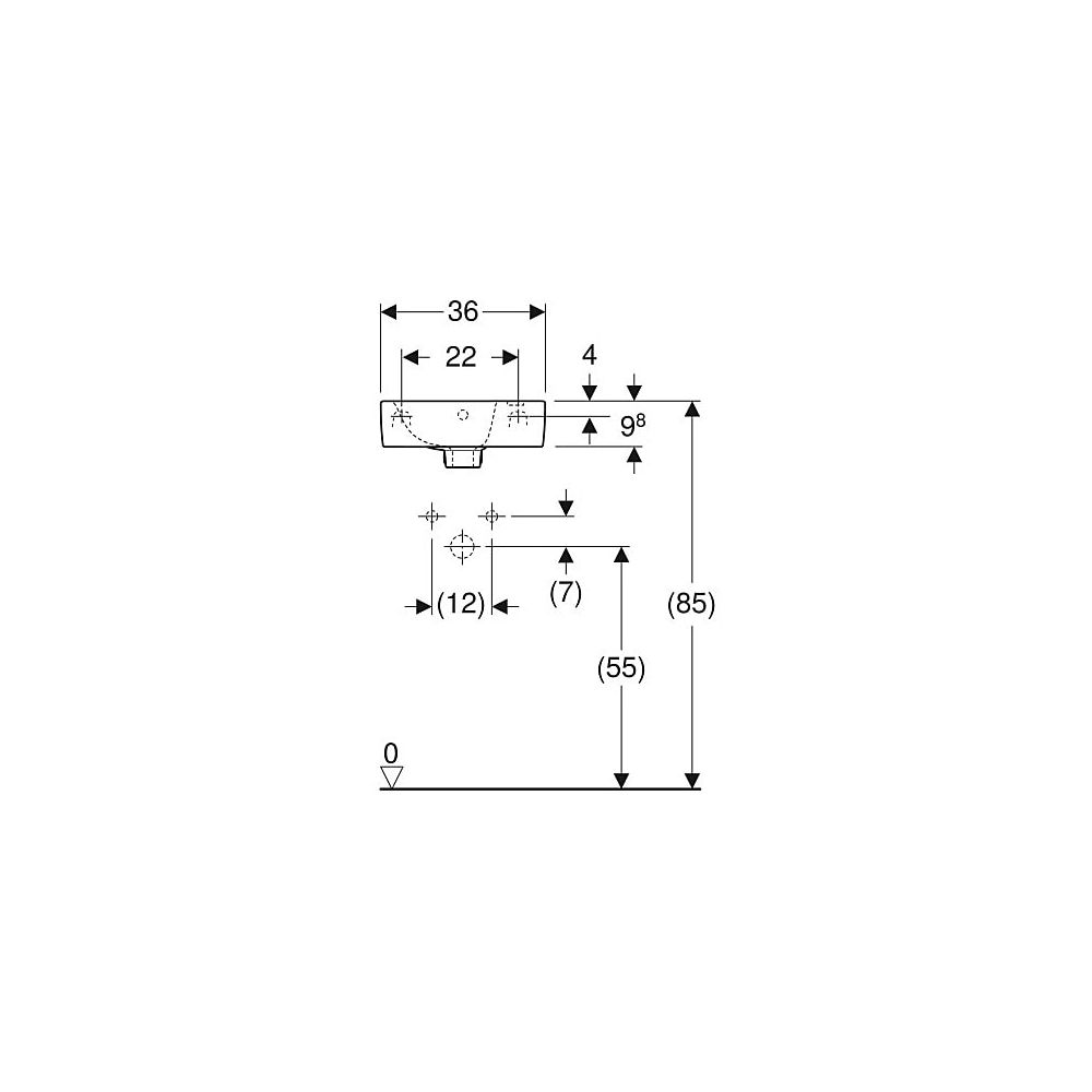 Geberit Renova Plan Handwaschbecken verkürzte Ausladung, 36x14,5x25cm, Hahnloch rech... GEBERIT-500382011 4025416818861 (Abb. 5)