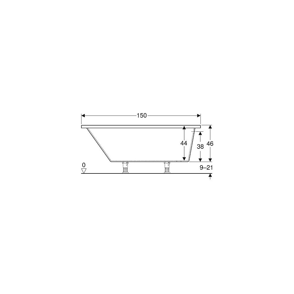Geberit Renova asymmetrische Badewanne Länge 100cm, Breite 100cm, Abgang rechts... GEBERIT-657350000 4022009282139 (Abb. 5)