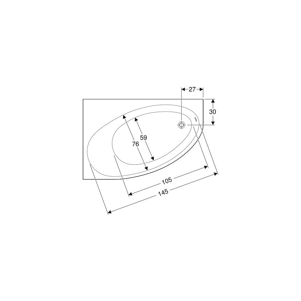 Geberit Renova asymmetrische Badewanne Länge 100cm, Breite 100cm, Abgang rechts... GEBERIT-657350000 4022009282139 (Abb. 4)