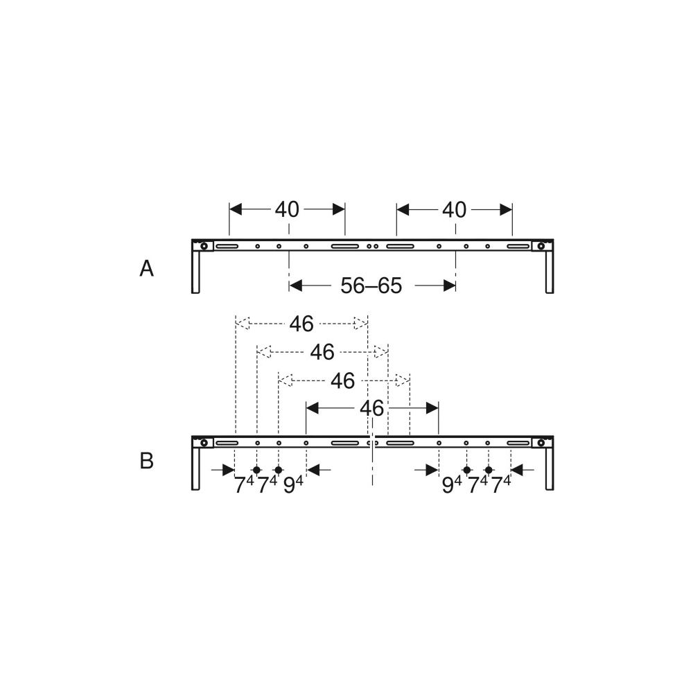 Geberit Duofix Traverse für Elementbefestigung, Ständerabstand ab 60cm, Nennbreite 1... GEBERIT-111045001 4025410946553 (Abb. 4)