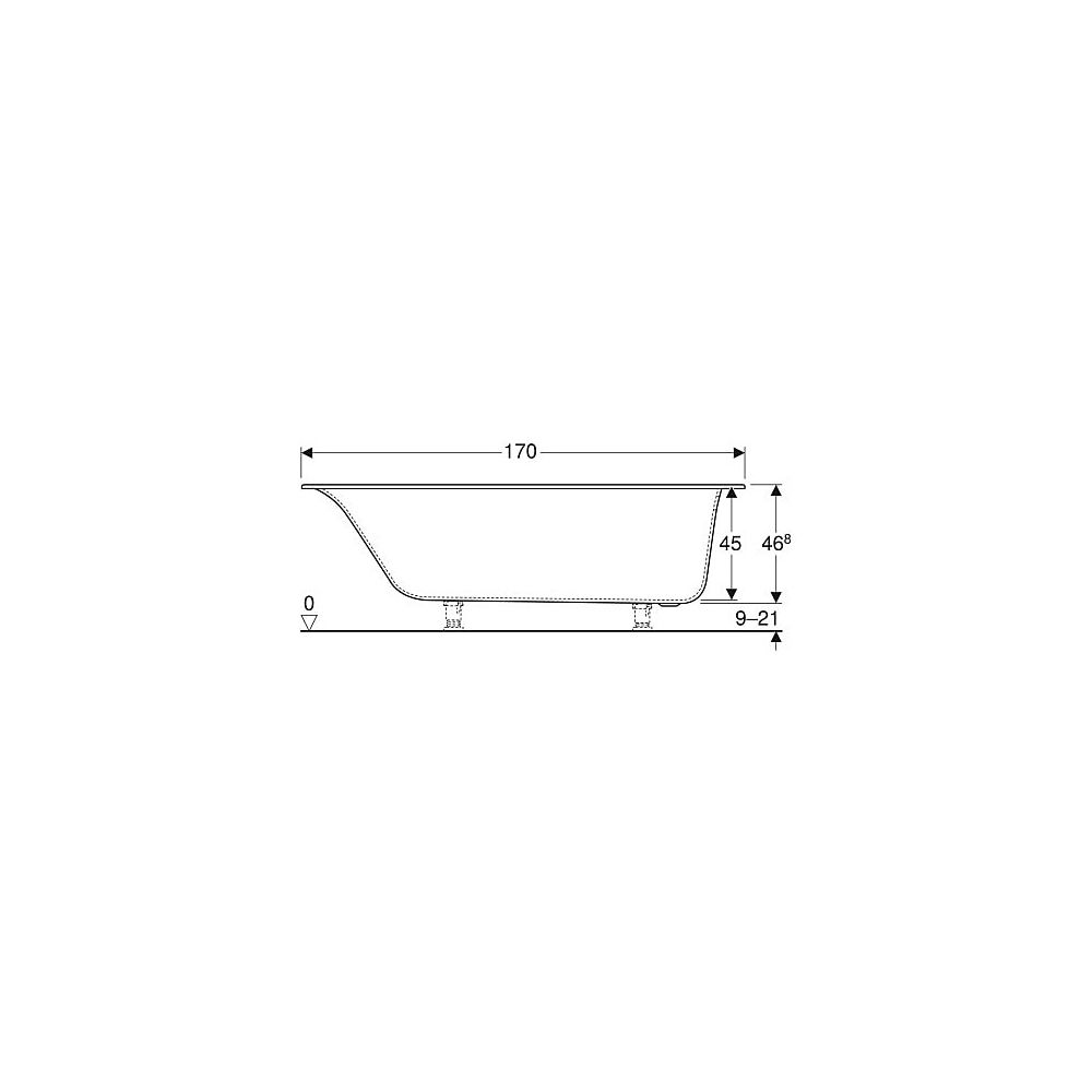 Geberit Soana Rechteckbadewanne schmaler Rand 170x75cm, Gesamtvolumen 233l... GEBERIT-554006011 4022009355192 (Abb. 5)