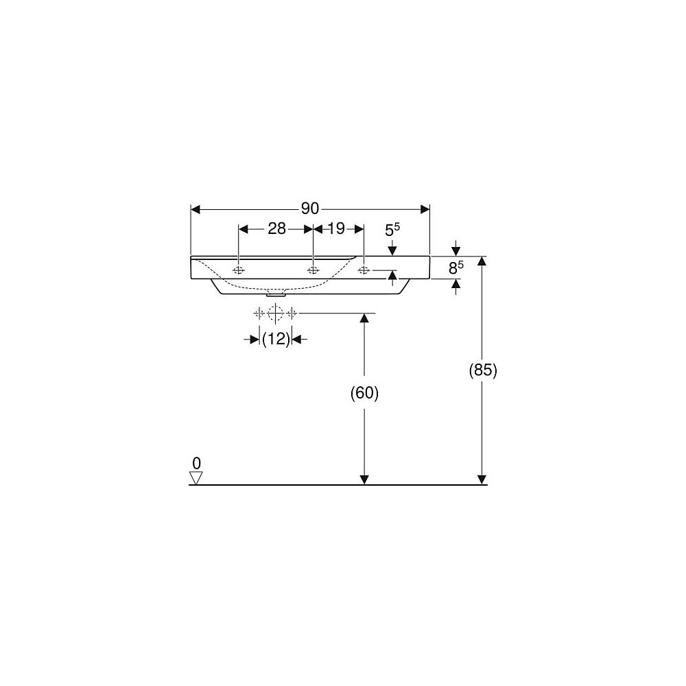 Geberit Xeno2 Waschtisch, Ablagefläche rechts, Breite 90cm, Tiefe 48cm, ohne Hahnloc... GEBERIT-500534011 4025416605522 (Abb. 5)