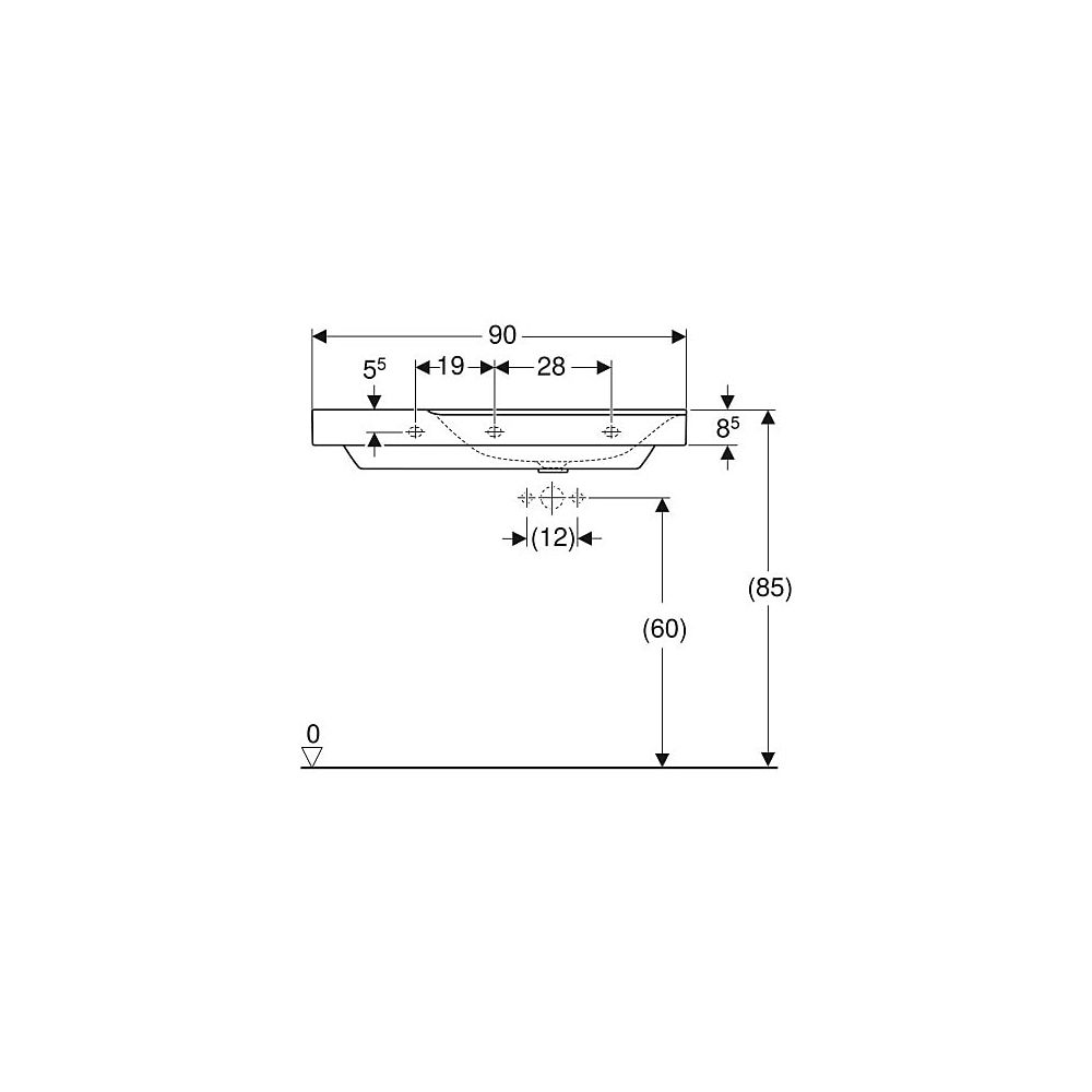 Geberit Xeno2 Waschtisch, Ablagefläche links, Breite 90cm, Tiefe 48cm, Hahnloch mitt... GEBERIT-500535011 4025416605546 (Abb. 5)