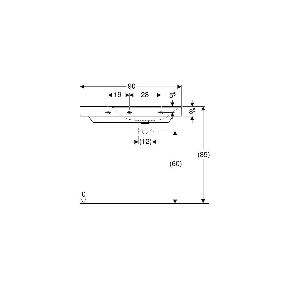 Geberit Xeno2 Waschtisch, Ablagefläche links, Breite 90cm, Tiefe 48cm, ohne Hahnloch... GEBERIT-500536011 4025416605584 (Abb. 5)